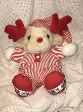 PJ Toys Plush Ted Stripe Pajamas Christmas Reindeer Moose Toy