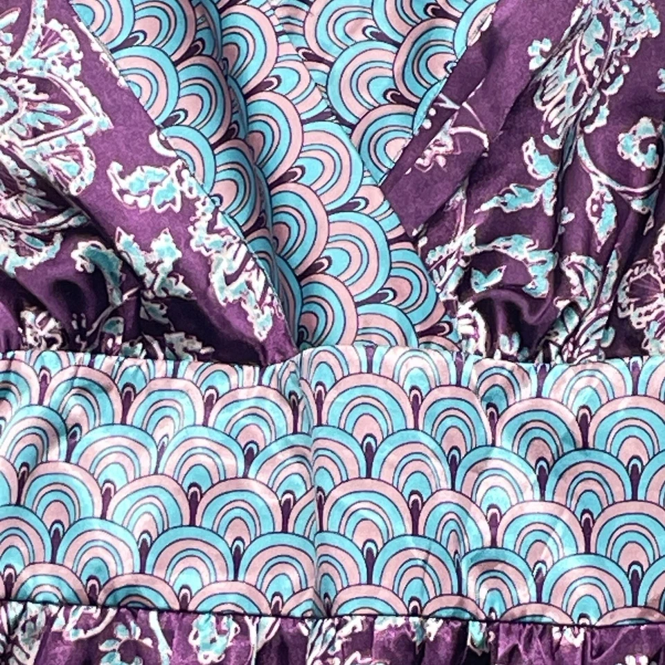 Camisa Lane Bryant Talla 16 Azul Sin Mangas Satén Blusa Cremallera Lateral Envolvente Camiseta sin Mangas Foto 2 de 4