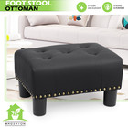 15"Rectangular Ottoman Bench Leather Upholstered Black Tufted Lift Top Footstool