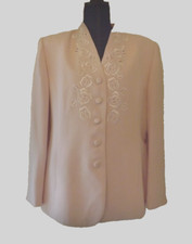 Liz Claiborne, Pink, Fully Lined, Embroidered Long Jacket, Size 12 Usa
