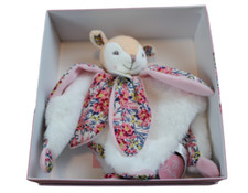 Doudou et Compagnie Paris Deer Fawn Plush Baby Lovey Security Blanket Pink NEW