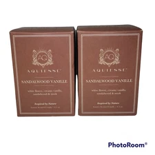 New in Box Aquiesse Sandalwood Vanille Luxury Soy Wax Candles 6.5 oz Lot of 2