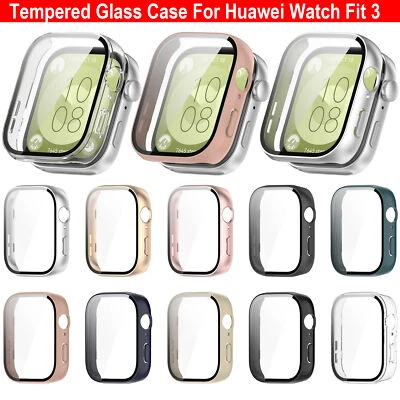 For Huawei Watch Fit 3 Screen Protector Full Protective Case With Tempered Glass