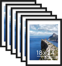 Set of 6 Black 18x24 Poster Frames for Wall Art  Photos, with/without Mat