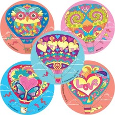 Hot Air Balloon Stickers x 5 - Hot Air Balloons Love Owl Bohemian Party Loot