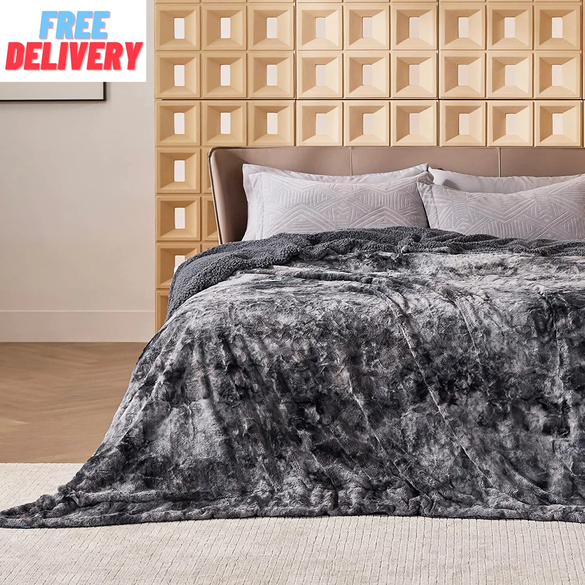 Faux fur blanket sale queen