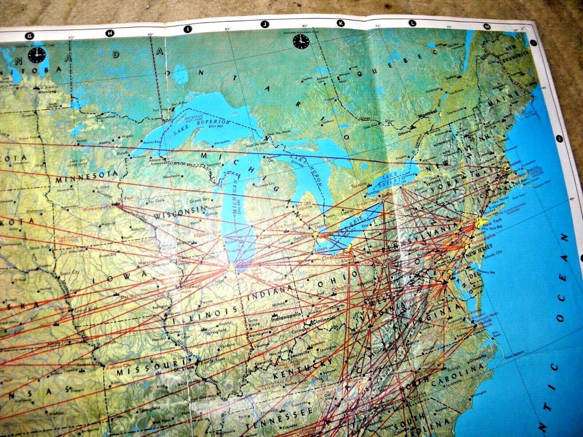 ビンテージ ユナイテッドエアライン アメリカ マップ VINTAGE LARGE ROUTE MAP UNITED AIRLINES ROUTE MAP UAL 1970