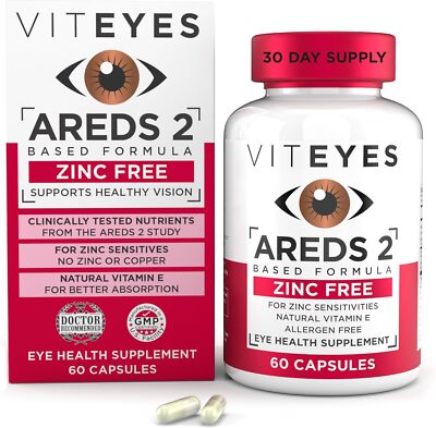 Viteyes AREDS 2 Zinc Free Macular Support, Natural 60 Count (Pack of 1) 