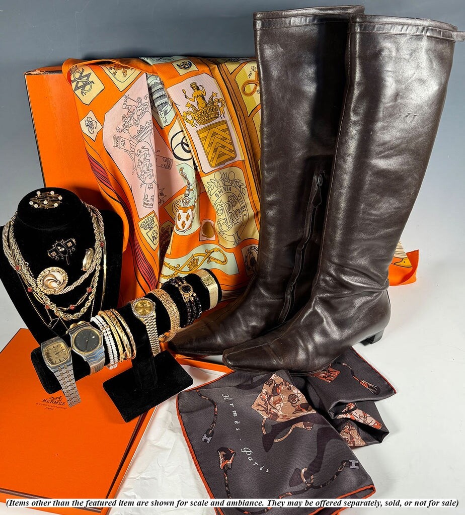 Vintage Soft Brown Leather Hermés 39.5 Knee or Riding Boots