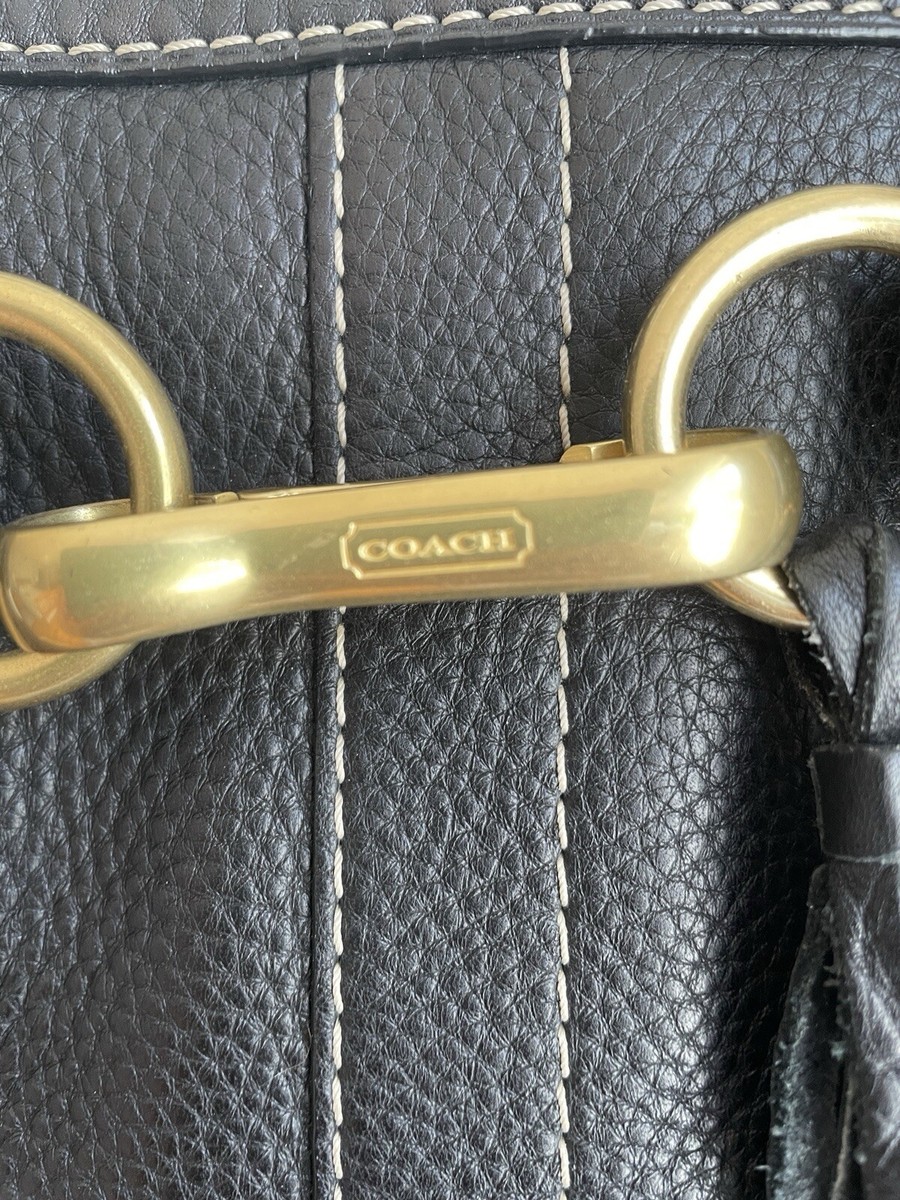 Coach Bag Hampton Pebbled Leather Black Shoulder Bag Purse