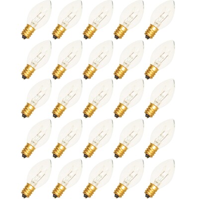 C-9 CLEAR STEADY LIGHT BULBS - BRAND NEW 1 BOX OF 25 C9 E17 INCANDESCENT
