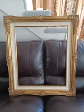 Antique Gold Baroque Wood Picture Frame Linen Liner Golden Fillet 20" x 24" Art