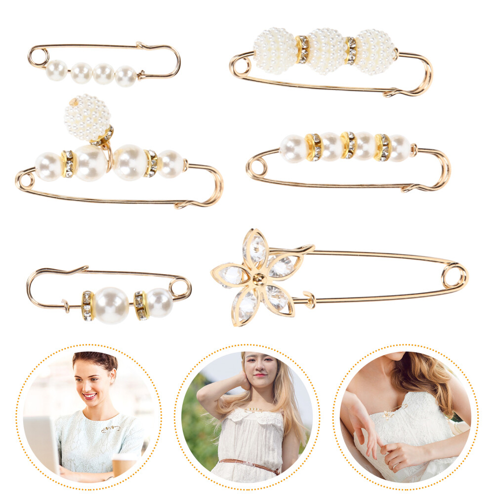 6 Pcs Safety Pin for Shawl Sweater Brooch Waist Clothing Miss