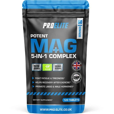 PROELITE Magnesium Glycinate 5-in-1 Complex 120 Vegan Tablets High Strength Formula NEW