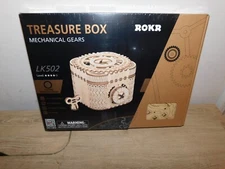 ROKR Treasure Box 3D Puzzle Mechanical 158Pc Wooden Toy DIY Crafts NIB, 5/64