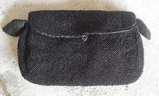 Vintage Small Black Beaded Handbag Purse