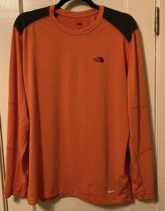The North Face Shirt Mens Large Orange Long Sleeve Performance Hiking Outdoor