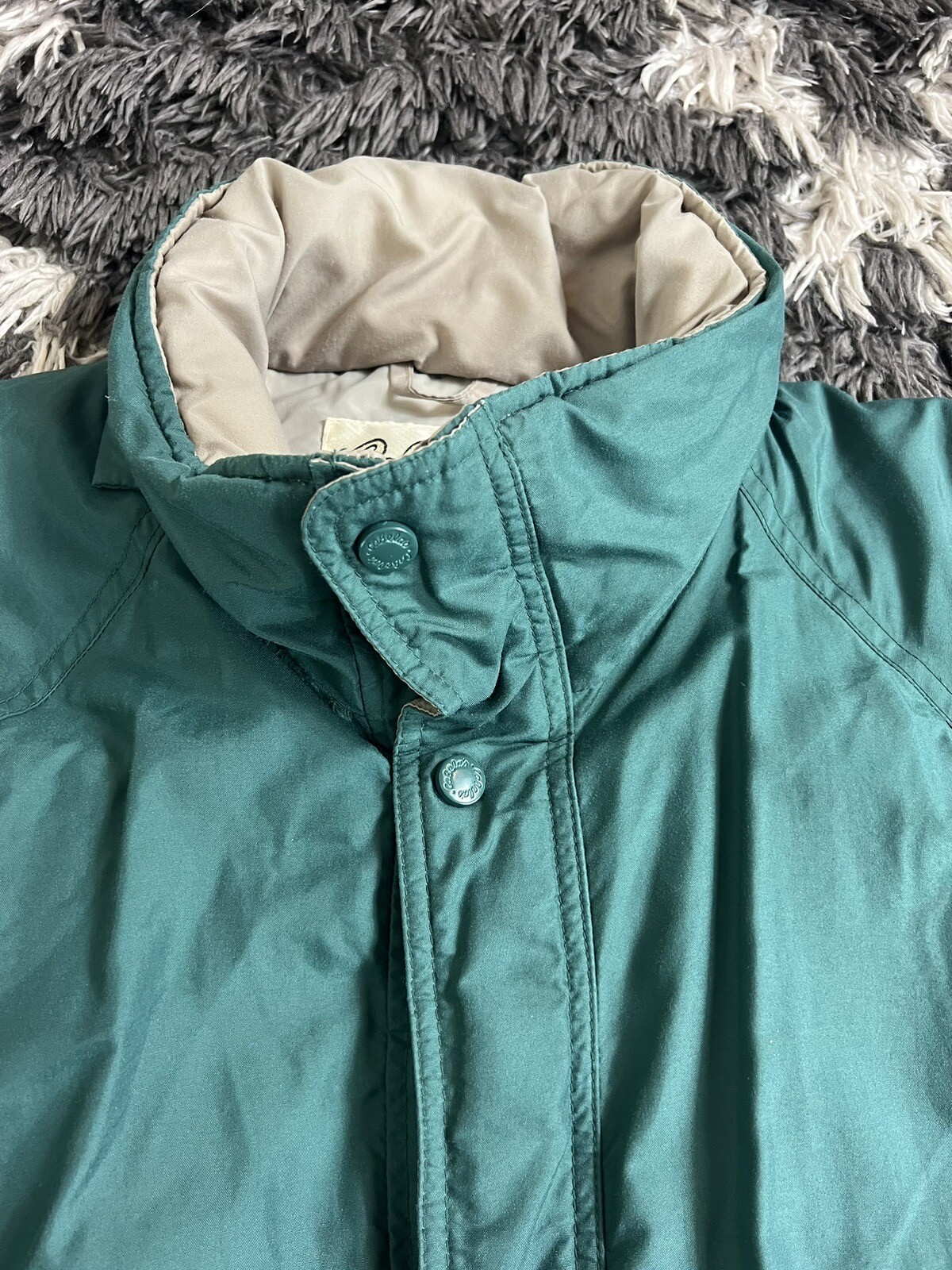 Vintage 90s Cabela’s Down Jacket Men’s Large Green Full Zip Button Up