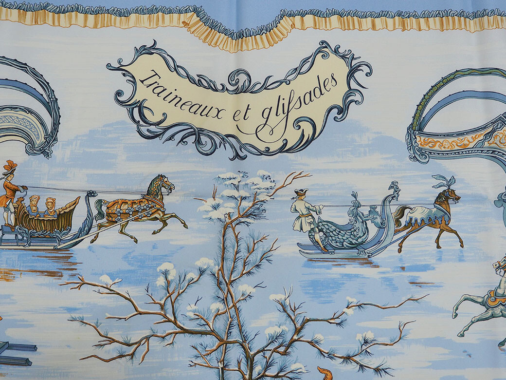 HERMES エルサ カチューシャ「The Legend of the Horse」 Hermes 90cm Limited Edition Gold & Blue 