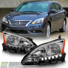For 2013 2014 2015 Sentra Halogen Headlights w/LED DRL Replacement Left+Right