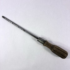 Vintage Screwdriver Flat Head Wood Handle 14โ Long Sturdy Made in USA