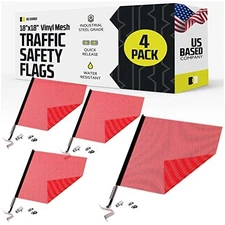 DC Cargo Quick Release Flag Mount Warning Flags for Truck Loads & 4-pack, red 