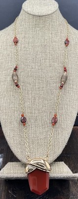 Barse Taurus Station Necklace- Carnelian & Red Tigers Eye- Bronze- NWT