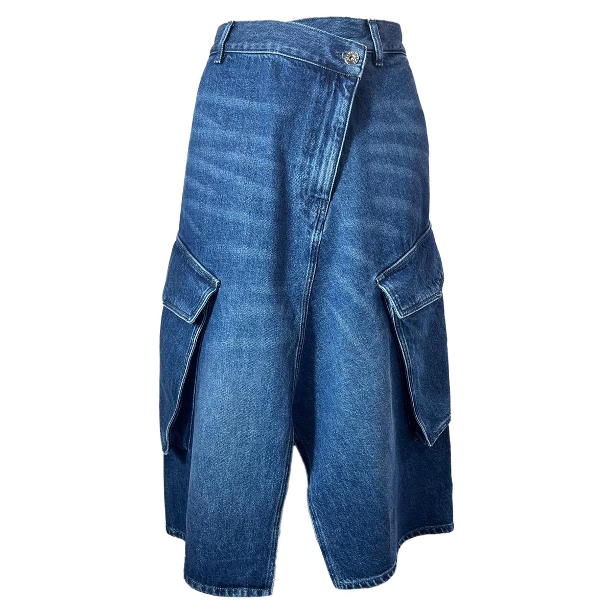 Jw Anderson Asymmetric Midi Cargo Skirt In Cotton Denim
