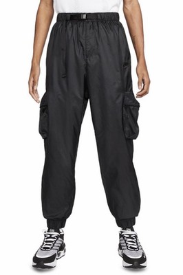 $125 Nike Sportswear Tech Lined Woven Belted Pants Black Mens Small (FB7911-010)