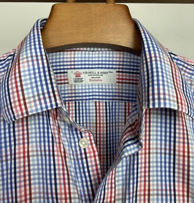 Turnbull & Asser Herren Hemd Größe 17 43 cm Multi Tattersall Gingham Karo Sommer