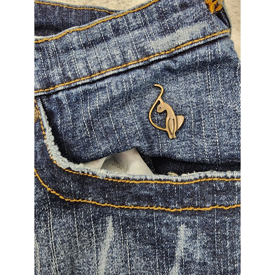 Pantalones de mezclilla vintage Y2K Baby Phat tiro bajo pierna acampanada talla 9 descoloridos lavado oscuro Foto 3 de 4