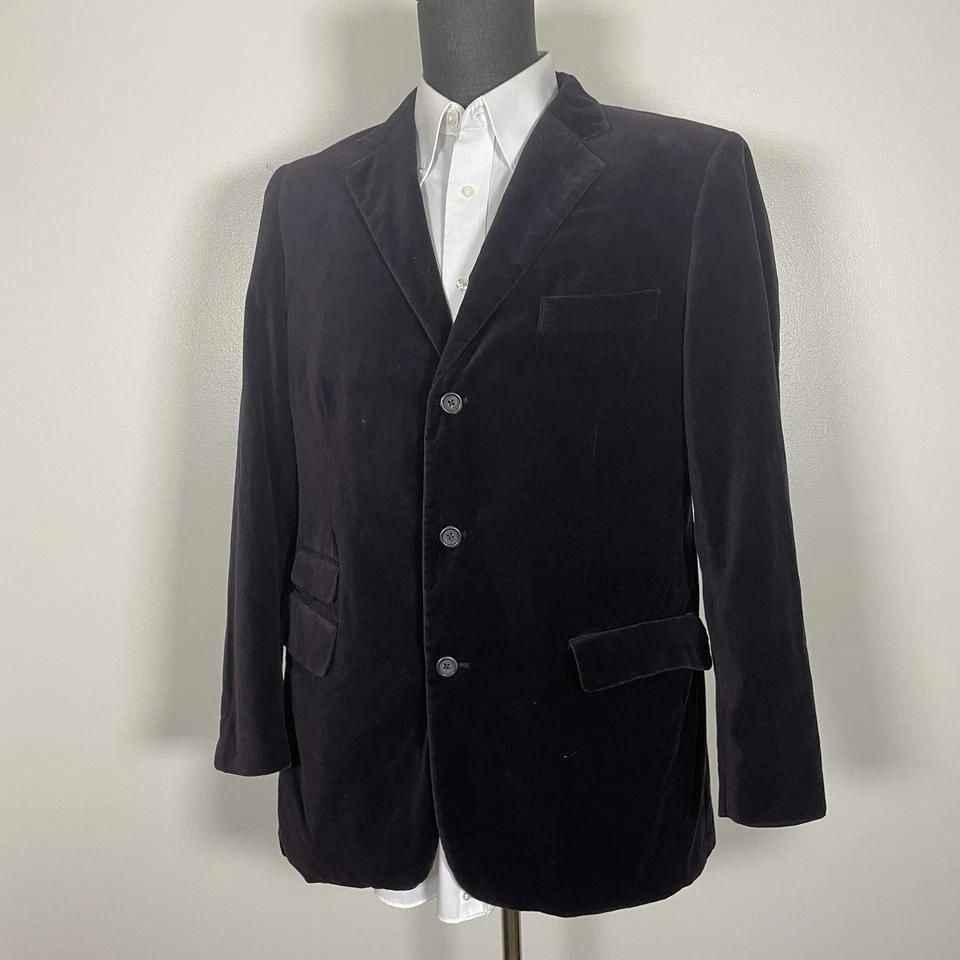 Merona Sport Coat Mens 42R Purple Soft Cotton Velvet Three Buttons Surgeons - Image 4 of 4