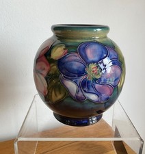 Vintage W.Moorcroft Signature Pottery Clematis Flowers Pattern Large Vase