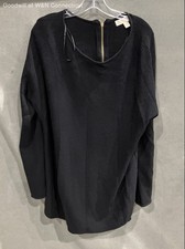 Michael Kors Women's Black Gold Back Zip Long Sleeve Knit Tunic Sweater Sz L