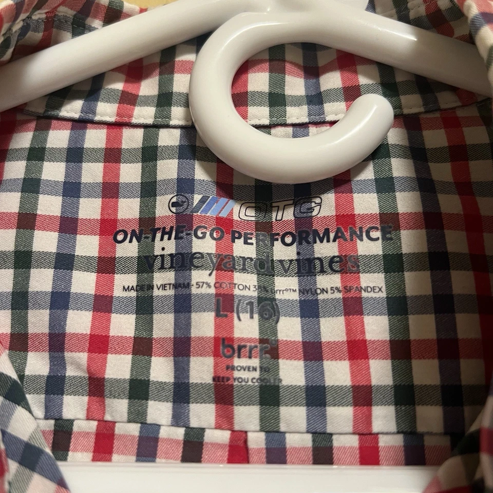 Vineyard Vines On The Go Performance Niños Vacaciones Navidad Guinga Botón L 16 Foto 3 de 4