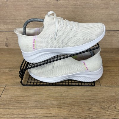 Skechers Shoes Women s Size UK 6 Slip Ins Hands Free Mesh Beige Walking Trainers
