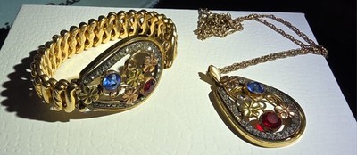Vintage Carmen Sweetheart Expansion Bracelet And Carmen Necklace By D.F.B Co