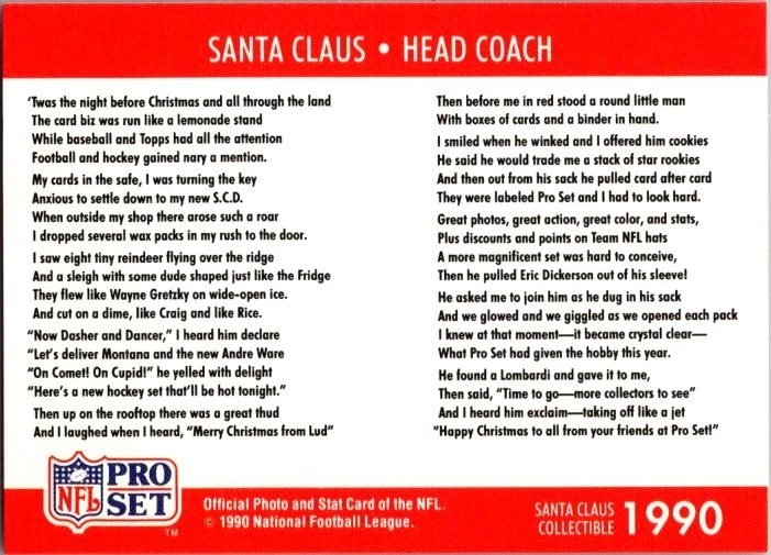 1990 NFL Pro Set Santa Claus Santa #1990 Collectible Head Coach - Image 2 of 2