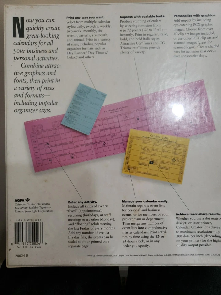 New Vintage Calendar Creator Plus Version 4.0 for MS-DOS New in Sealed Box LOOK! - Image 3 of 4