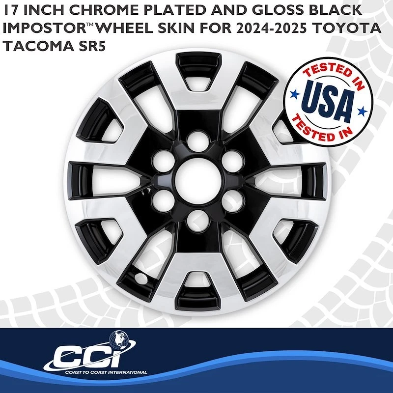 Nuevas cubiertas de revestimiento de rueda para Toyota Tacoma 2024-2025 17 pulgadas 6 radios cromo/negro Foto 3 de 3