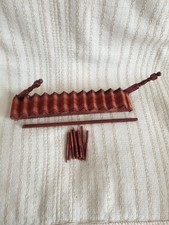 Vintage Dolls House Wooden Staircase and Railing With Printed Carpet 1:12 Good.