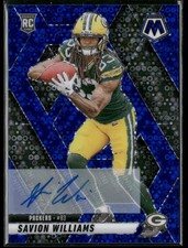 2025 Panini Mosaic Football No Huddle Savion Williams Blue Disco RC Rookie Auto
