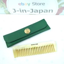 Hermès Designer Buffalo Horn Comb with Leather Case Collectible Luxury Green