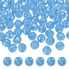 200 Pcs Acrylic Round Faceted Beads 10mm Loose Bead, Light Blue