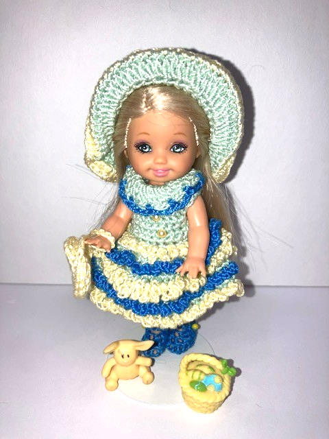Barbie Kelly Chelsie  Doll & Crochet Outfit   and  Accessories