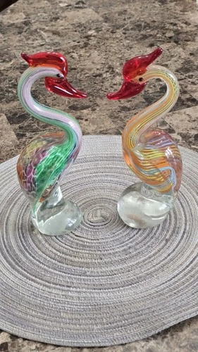 HAND BLOWN MURANO ART DECO COLORFUL GLASS BIRDS