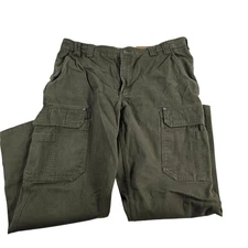 Duluth Trading Co Mens 42x32 Cargo Pants Green Cotton Work Outdoor Casual
