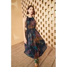 Ulla Johnson Leyna Gathered Printed Taffeta Midi Dress Floral Open Back Size 4