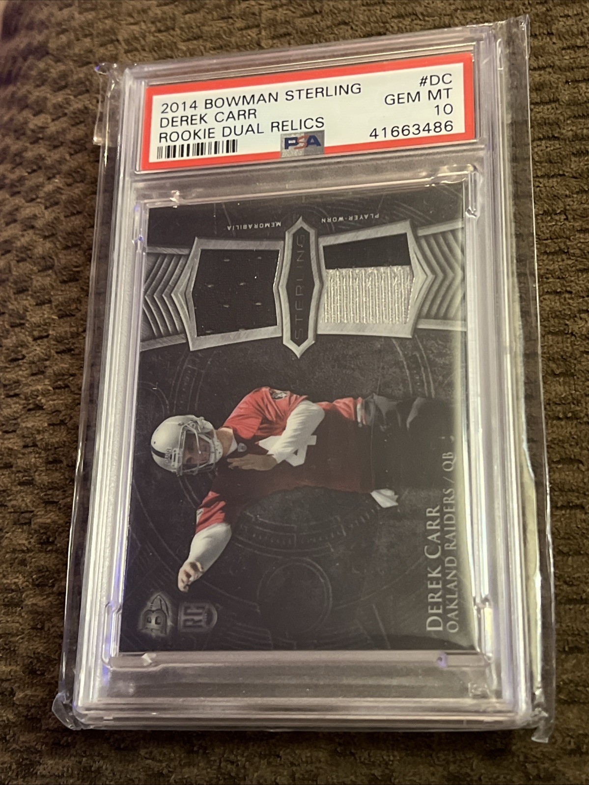 Derek Carr Bowman Sterling Rookie Dual Relics #DC Base