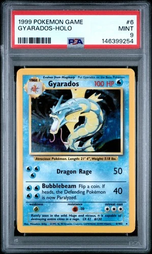 1999 POKEMON BASE SET UNLIMITED #6 GYARADOS-HOLO PSA 9